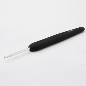 Steel Crochet Hook with Black Soft Feel Handle - small sizes